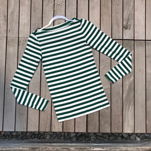GAP Green & White Striped Long Sleeve Shirt - Picture 2 of 6